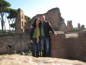 Sarah & Brett in Rome Sarah & Brett and some ancient ruins from Paletine Hill